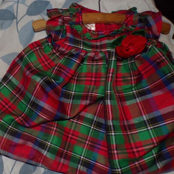 Laura Ashley London Baby Girl Holiday Dress 3-6 Months Red Tartan Plaid bloomer - Picture 3 of 3